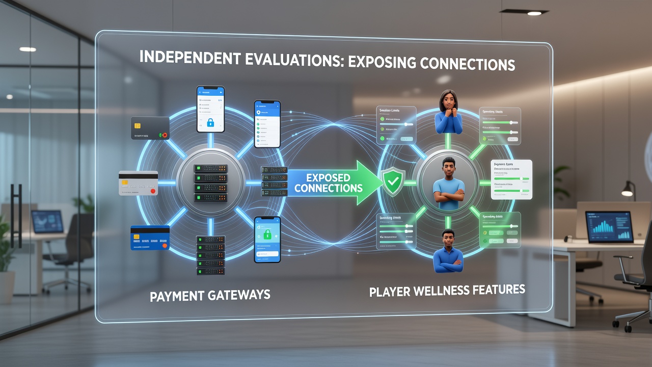 Data analysts examining connections between payment flows and wellness intervention points in casino software